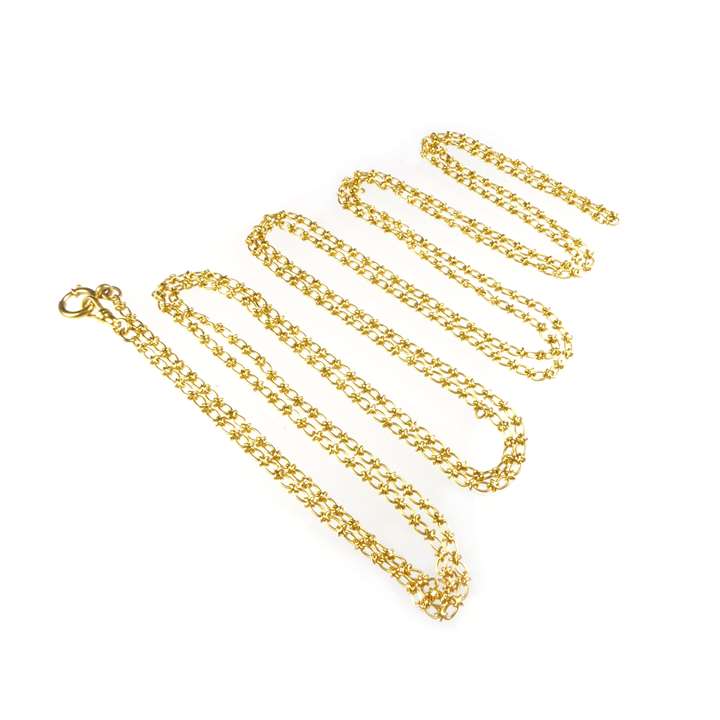 Antique gold oval link extra long chain necklace